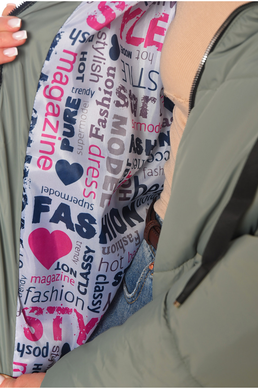 Куртка жіноча демісезонна м'ятного кольору 207-1 197798 Куртка жіноча демісезонна м'ятного кольору 207-1 197798