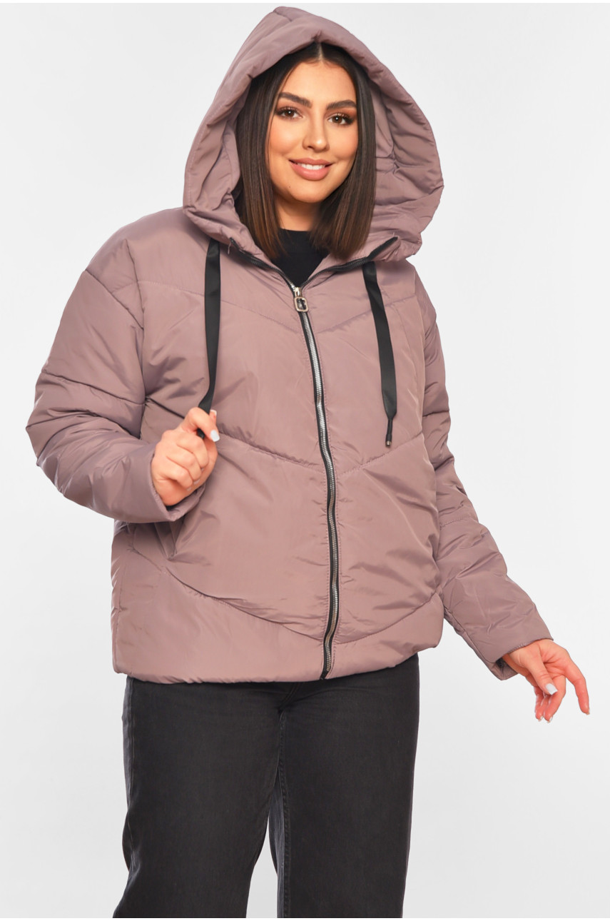 Куртка женская демисезонная тёмно-сиреневого цвета 207-1 197801