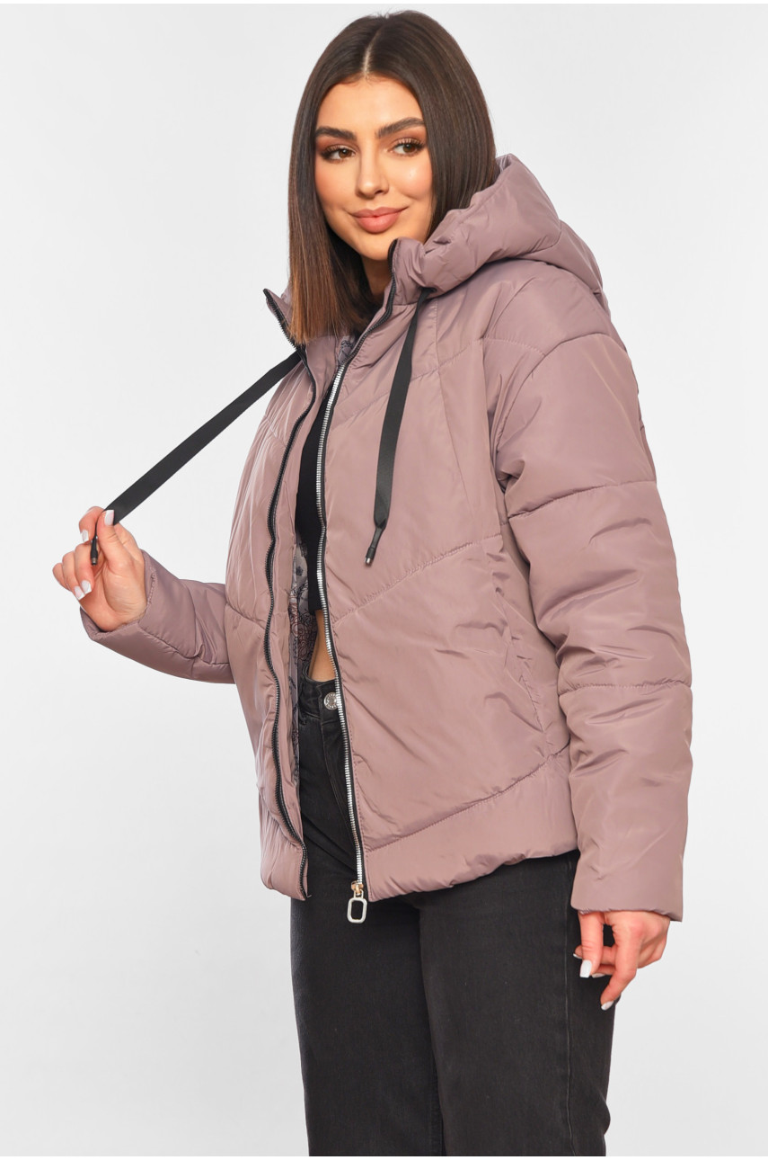 Куртка женская демисезонная тёмно-сиреневого цвета 207-1 197801