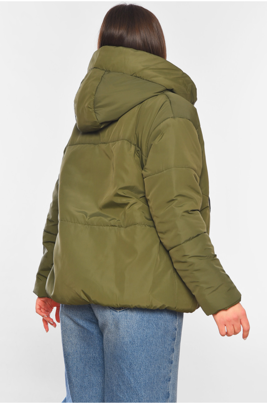 Куртка жіноча демісезонна кольору хакі 207-1 197804