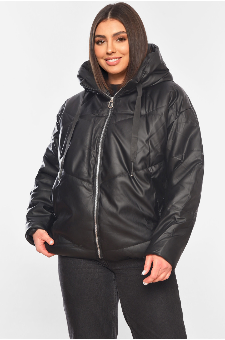 Куртка женская демисезонная эко кожа черного цвета 207-1 197811