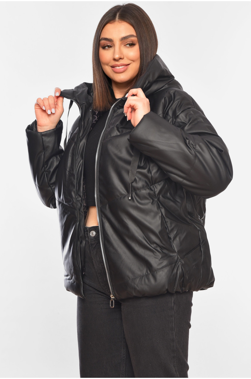 Куртка женская демисезонная эко кожа черного цвета 207-1 197811