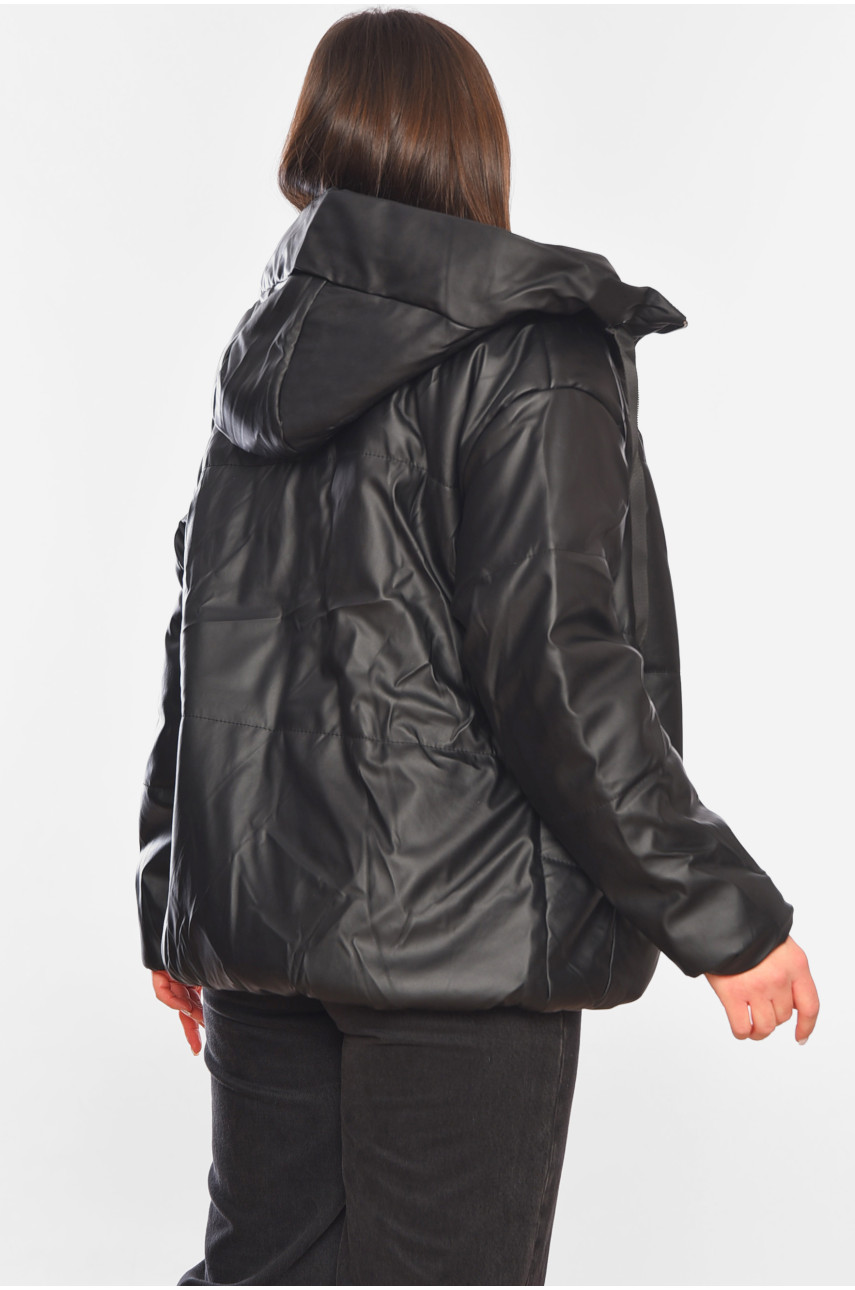 Куртка женская демисезонная эко кожа черного цвета 207-1 197811 Куртка женская демисезонная эко кожа черного цвета 207-1 197811