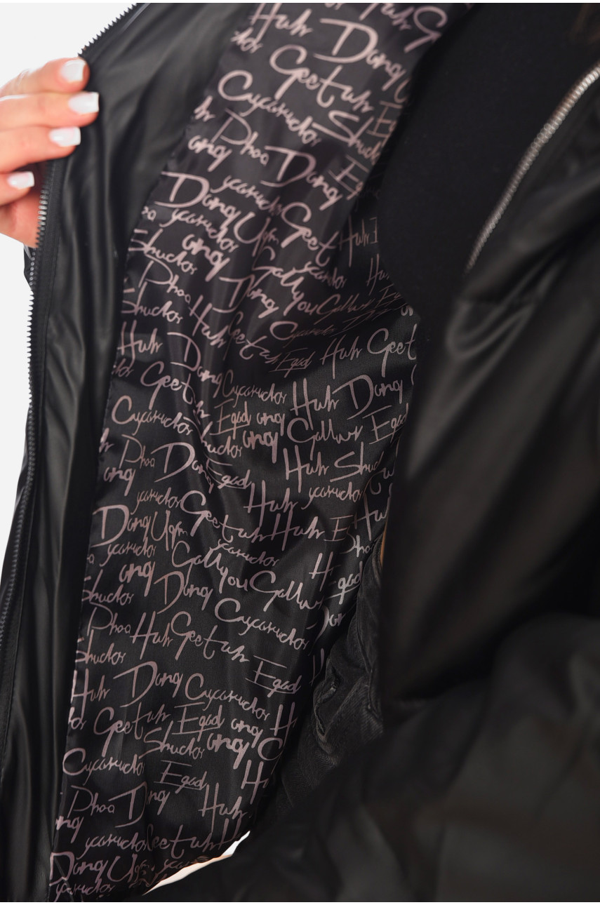 Куртка женская демисезонная эко кожа черного цвета 207-1 197811 Куртка женская демисезонная эко кожа черного цвета 207-1 197811