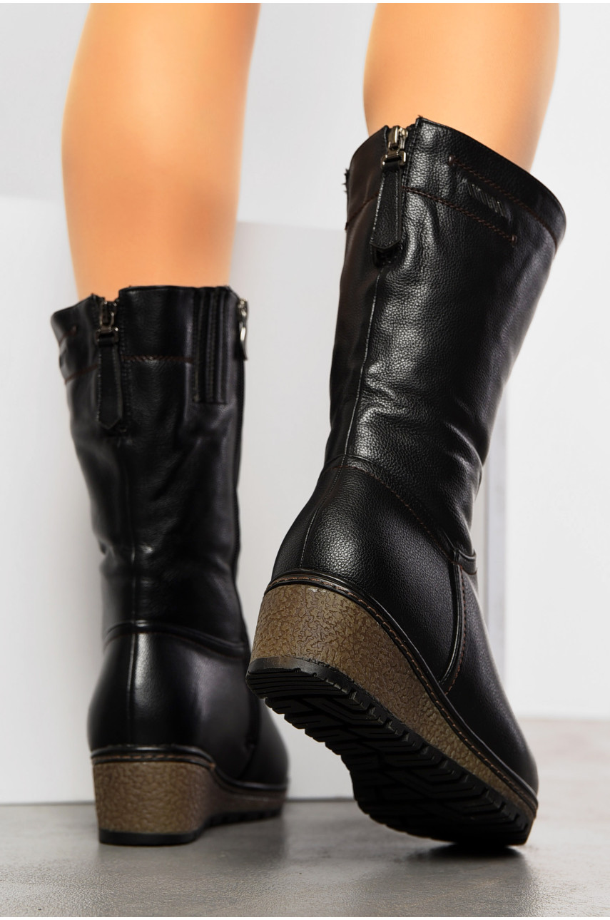 Сапоги женские на меху черного цвета 542 197881