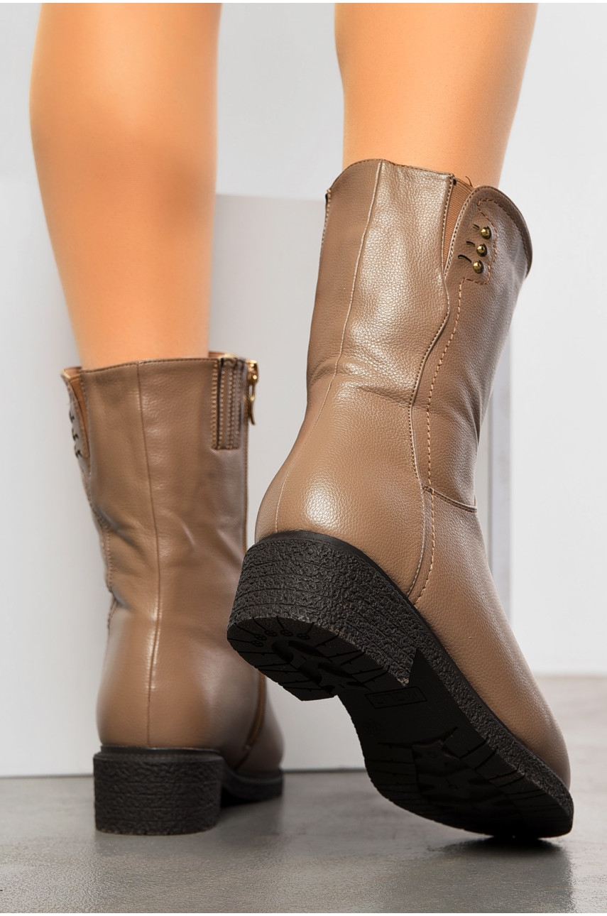Сапоги женские на меху темно-бежевого цвета 3203-2 197891