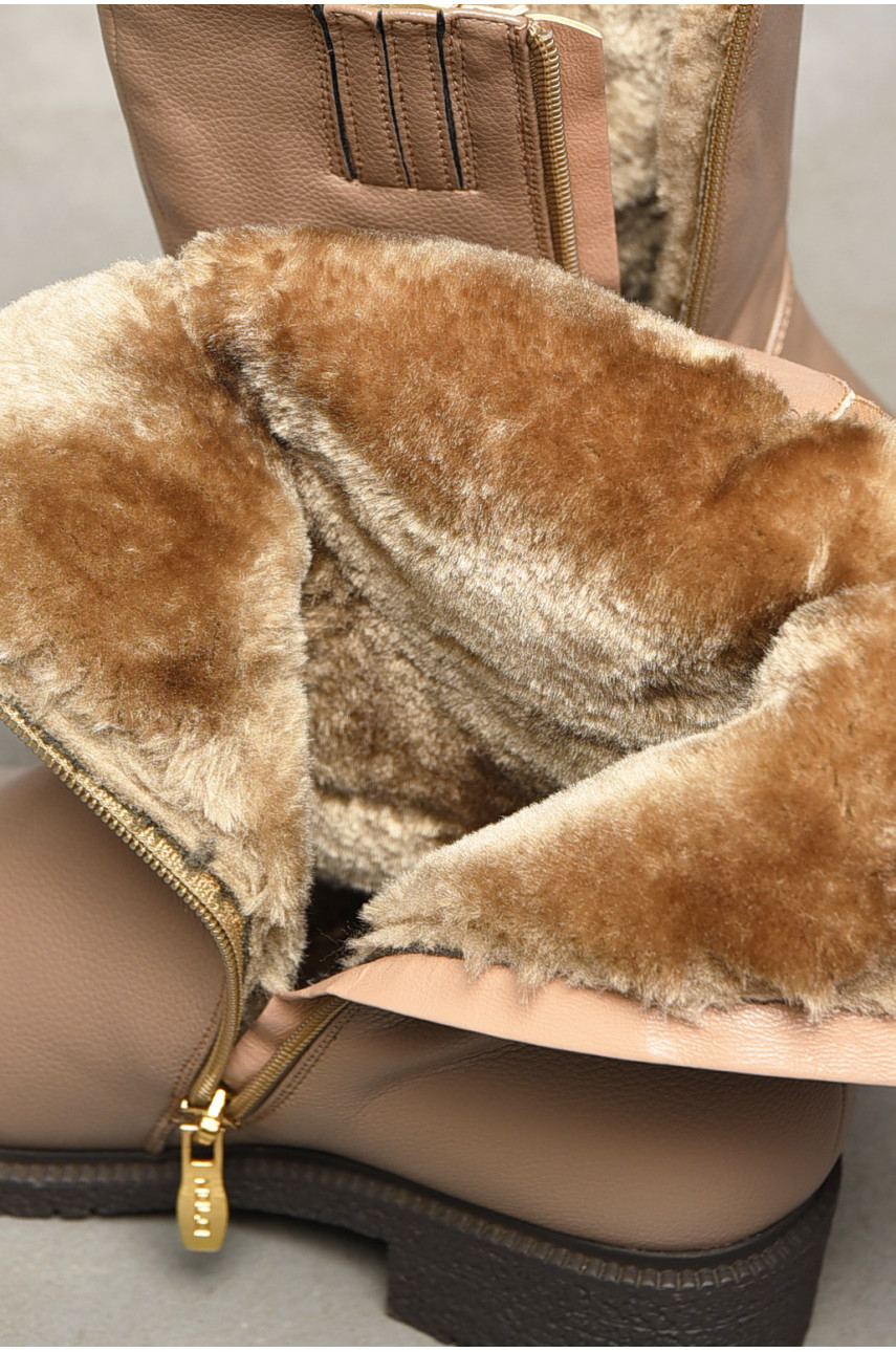 Сапоги женские на меху темно-бежевого цвета 3203-2 197891