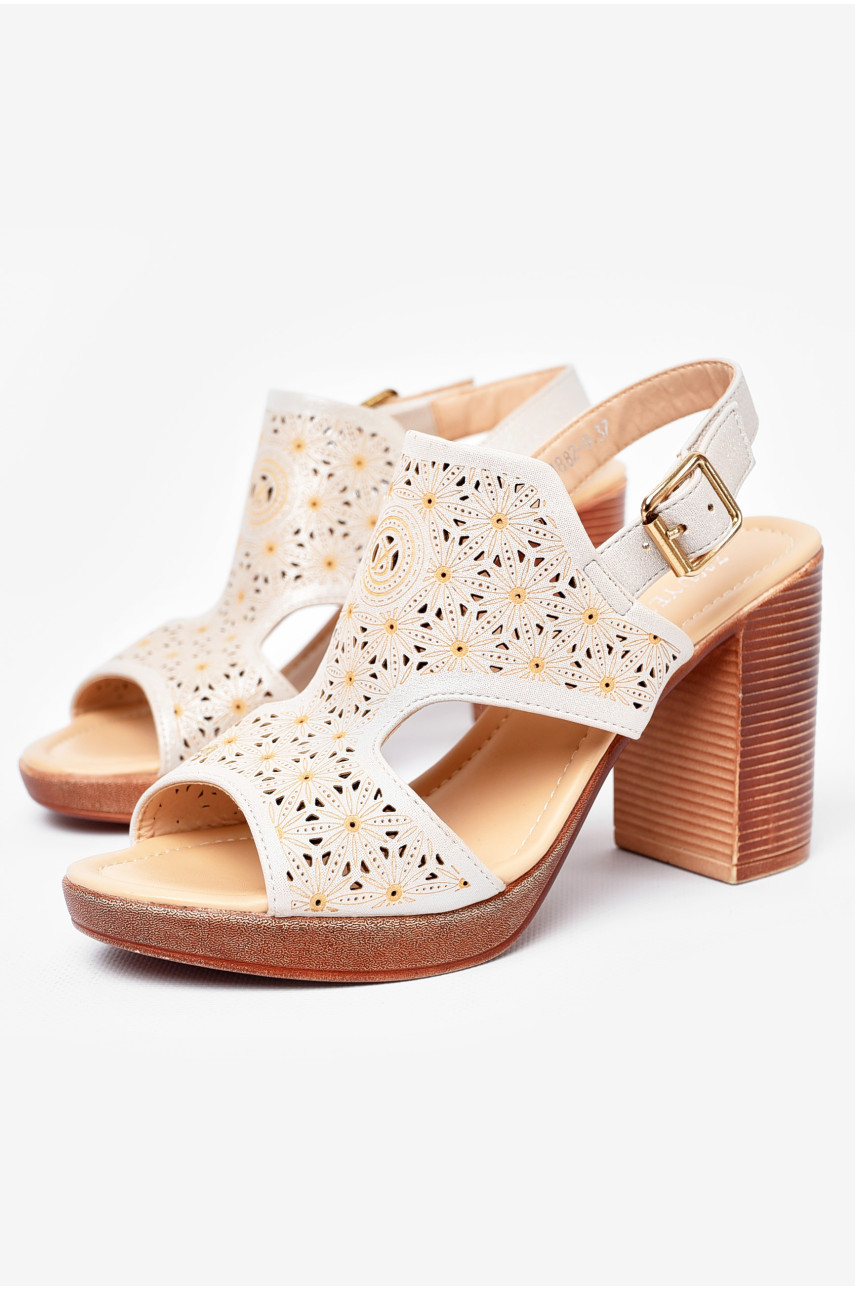 Босоножки женские бежевого цвета 1882-9 197908 Босоножки женские бежевого цвета 1882-9 197908