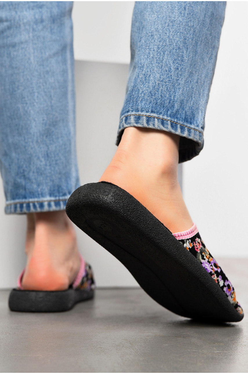 Капці жіночі чорного кольору в квітку АСА 197948 Капці жіночі чорного кольору в квітку АСА 197948