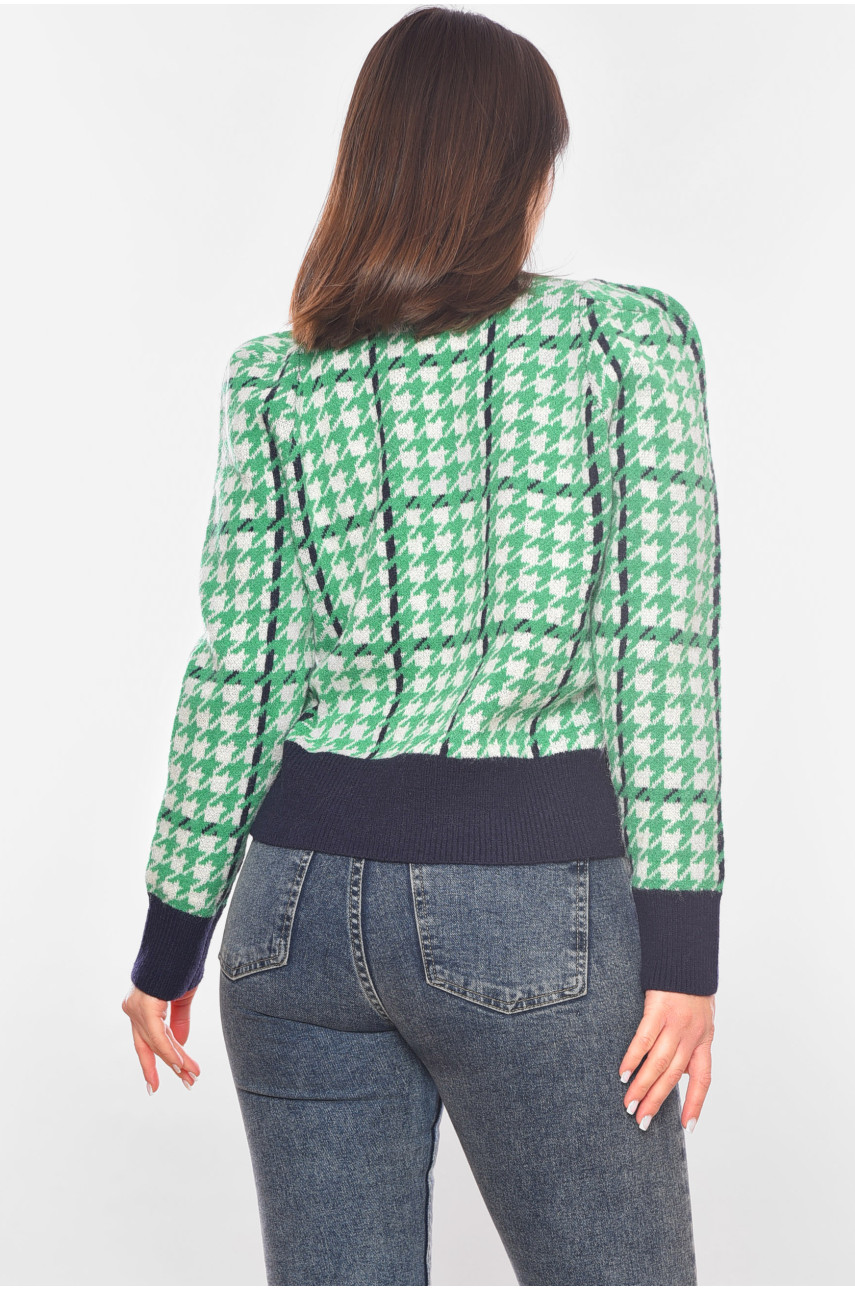 Кофта женская на пуговицах зеленого цвета 197954 Кофта женская на пуговицах зеленого цвета 197954