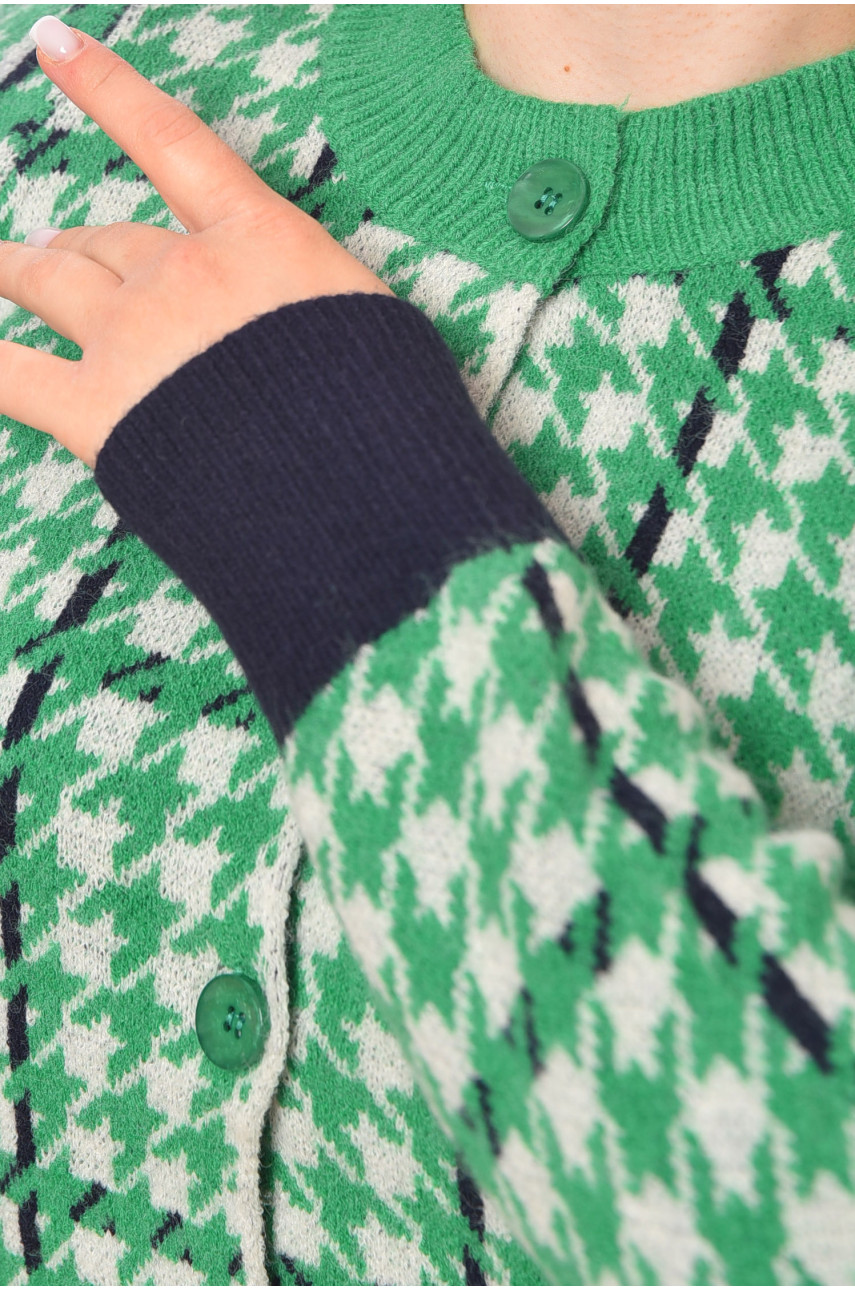 Кофта женская на пуговицах зеленого цвета 197954 Кофта женская на пуговицах зеленого цвета 197954