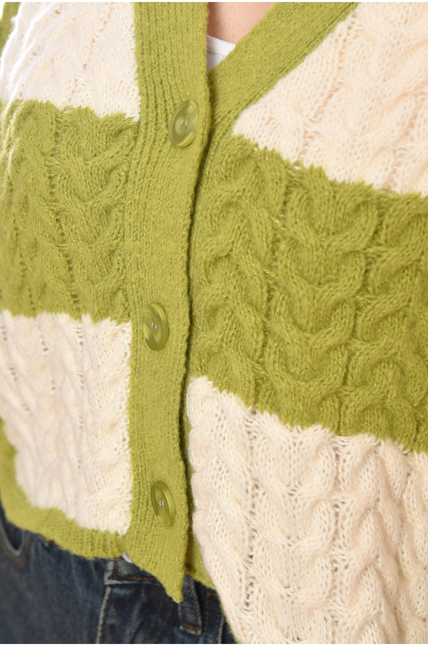 Кофта женская на пуговицах зеленого цвета 197956 Кофта женская на пуговицах зеленого цвета 197956