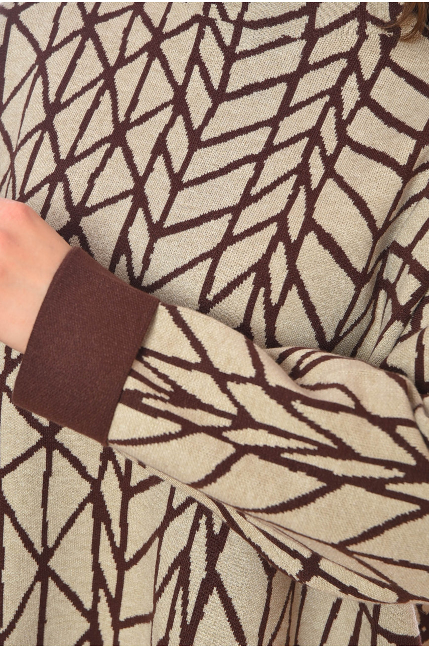 Кофта женская полубатальная бежевого цвета 197965 Кофта женская полубатальная бежевого цвета 197965