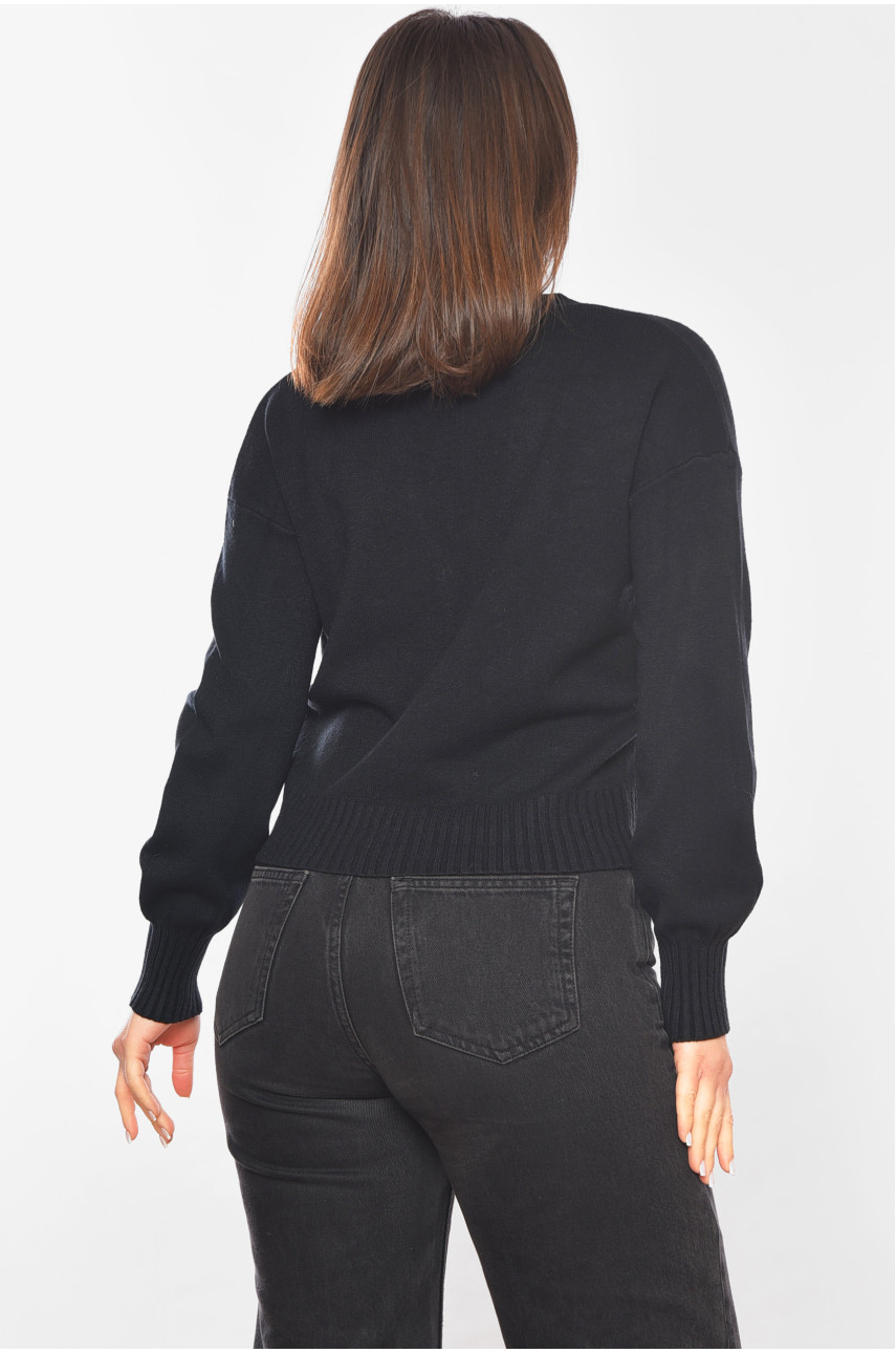 Кофта женская на пуговицах черного цвета 197966