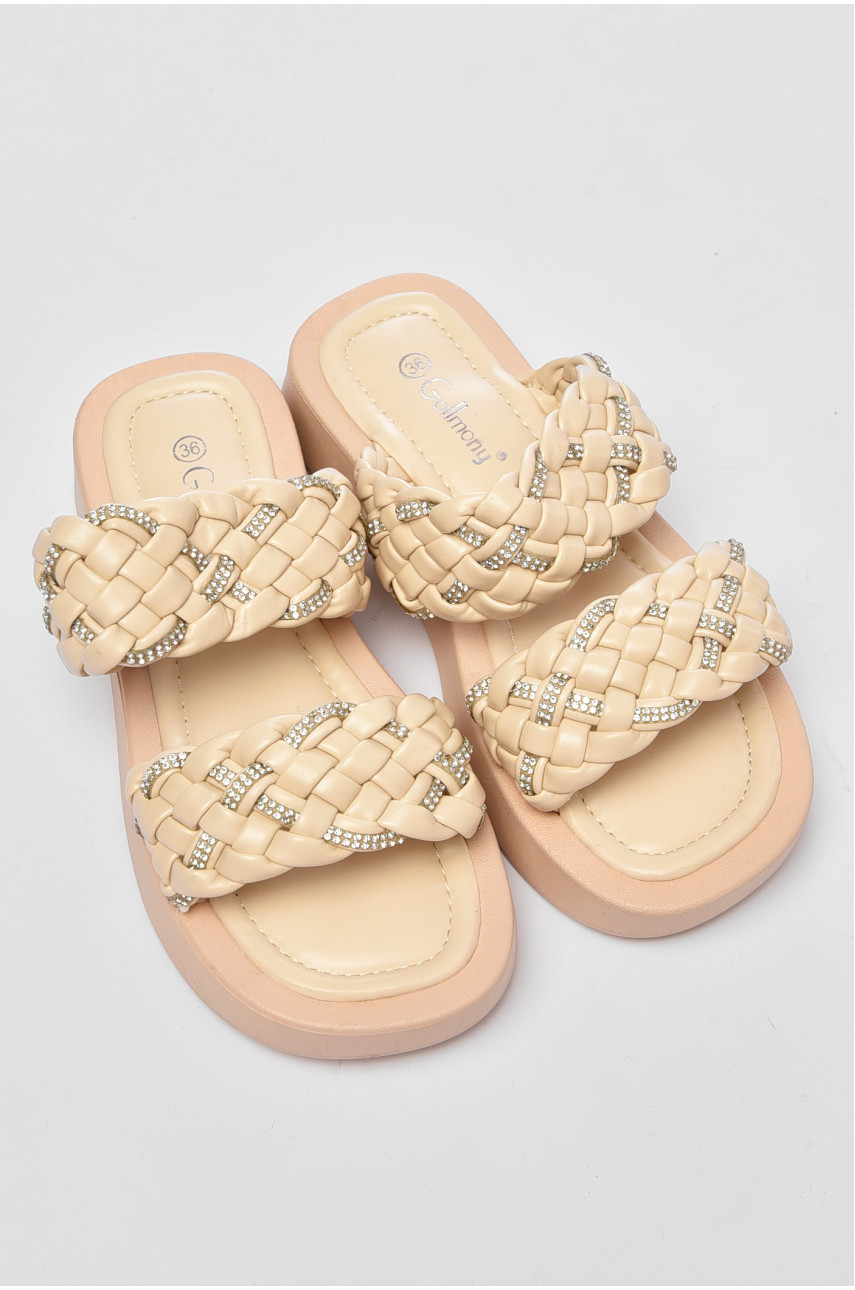 Шльопанці жіночі бежевого кольору 9018-3 197968