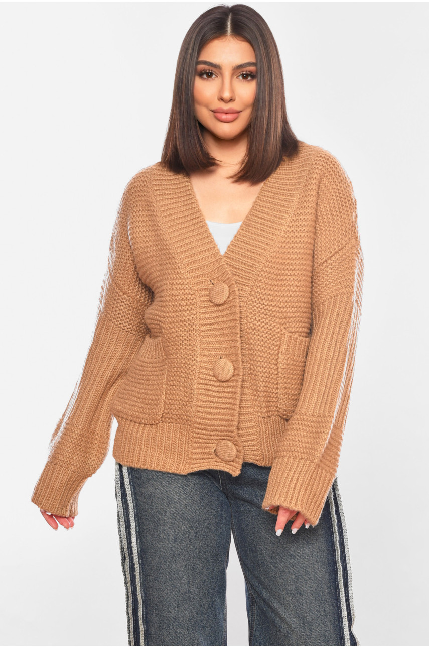 Кофта жіноча напівбатальна на гудзиках бежевого кольору 197992 Кофта жіноча напівбатальна на гудзиках бежевого кольору 197992