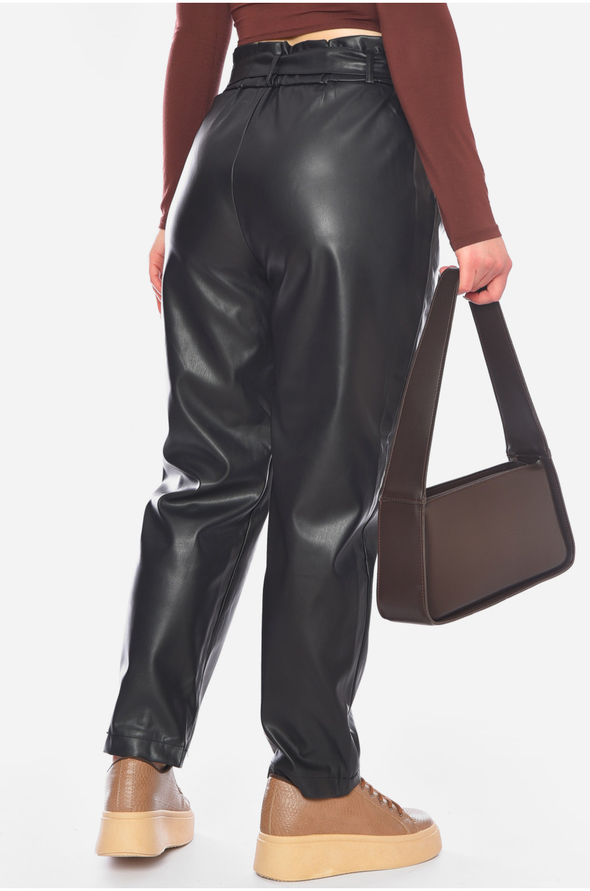 Штани жіночі еко-шкіра чорного кольору 198151 Штани жіночі еко-шкіра чорного кольору 198151