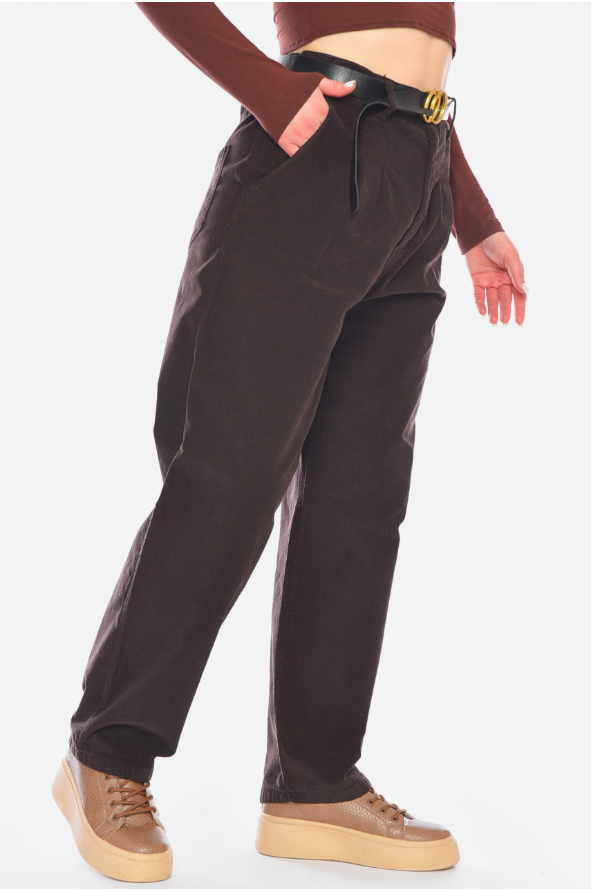 Штани жіночі коричневого кольору 198154 Штани жіночі коричневого кольору 198154