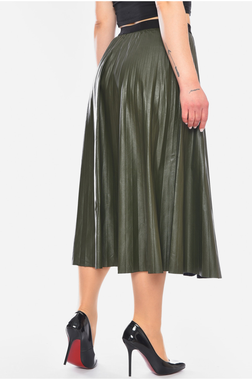Юбка женская эко-кожа однотонная цвета хаки 198183 Юбка женская эко-кожа однотонная цвета хаки 198183