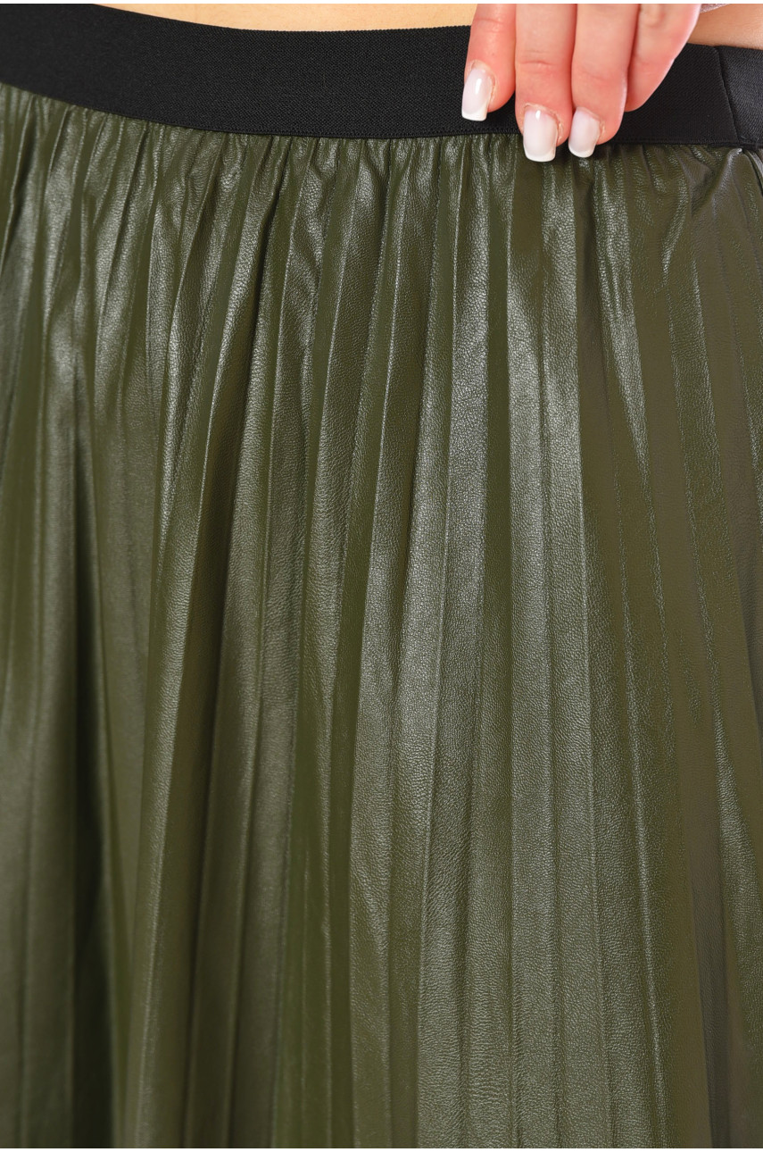 Юбка женская эко-кожа однотонная цвета хаки 198183 Юбка женская эко-кожа однотонная цвета хаки 198183