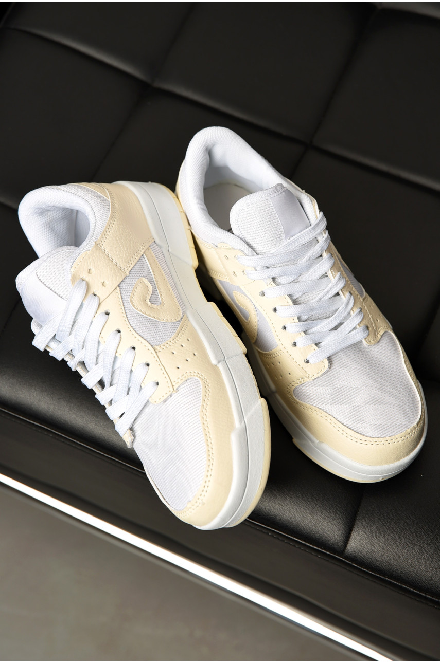 Кросівки жіночі біло-молочного кольору на шнурівці 5010-9 198193