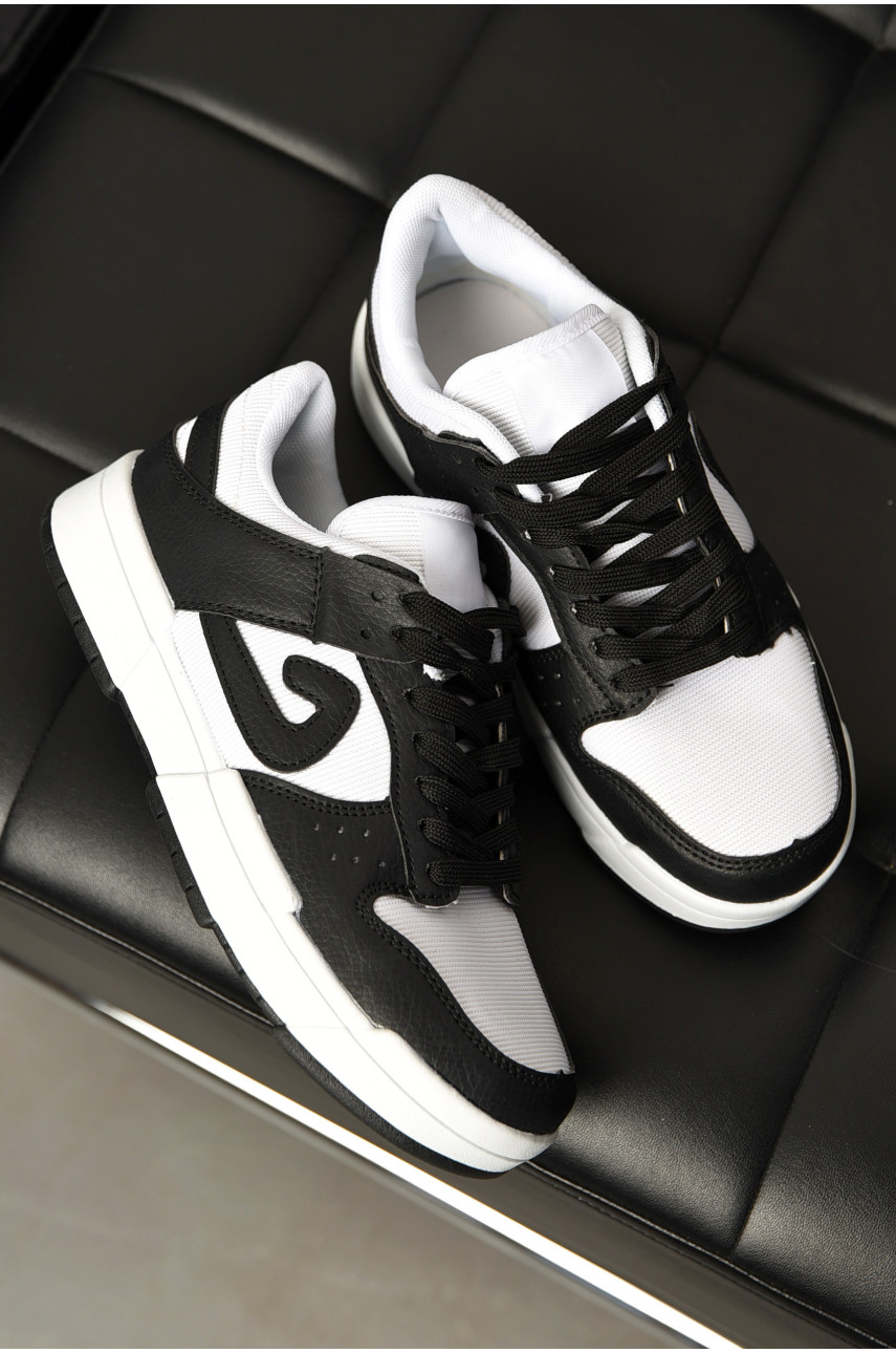 Кросівки жіночі чорно-білого кольору на шнурівці 5010-4 198195