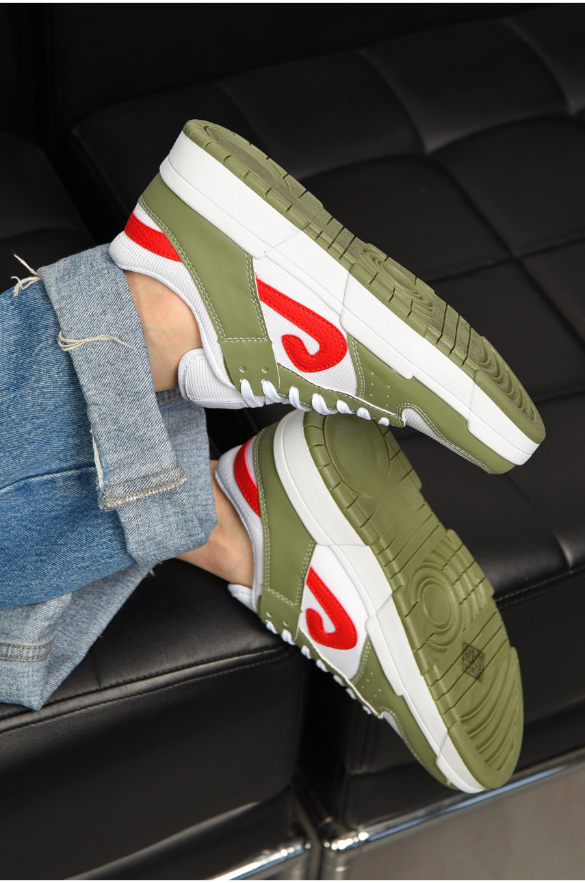 Кросівки жіночі біло-зеленого кольору на шнурівці 5010-7 198196