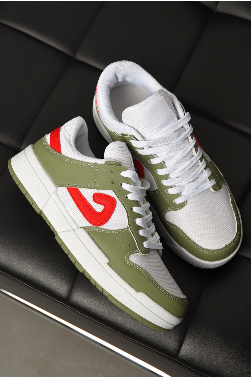 Кросівки жіночі біло-зеленого кольору на шнурівці 5010-7 198196