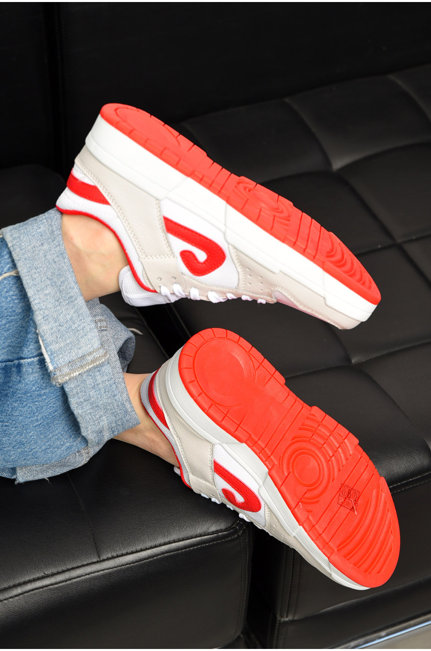 Кросівки жіночі біло-червоного кольору на шнурівці 5010-5 198197