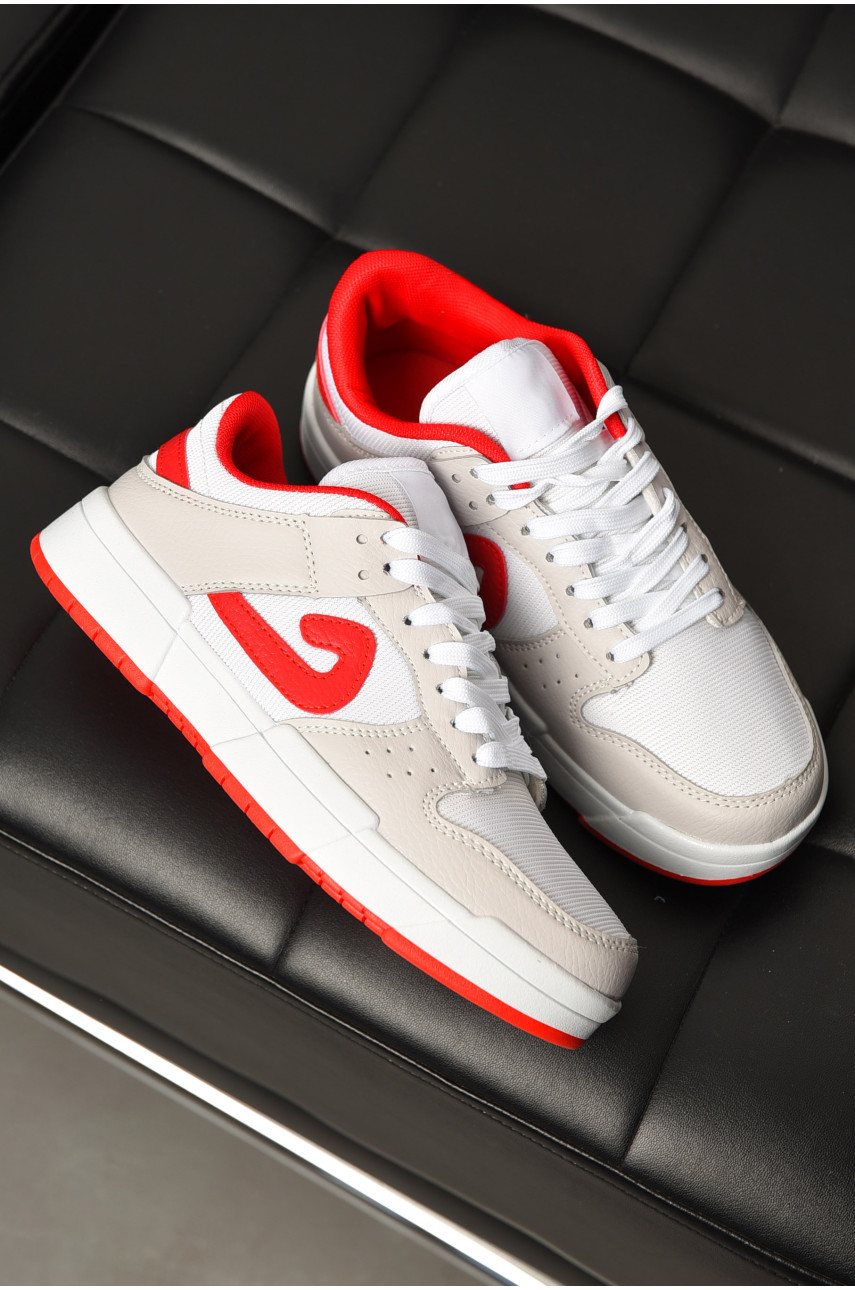 Кросівки жіночі біло-червоного кольору на шнурівці 5010-5 198197