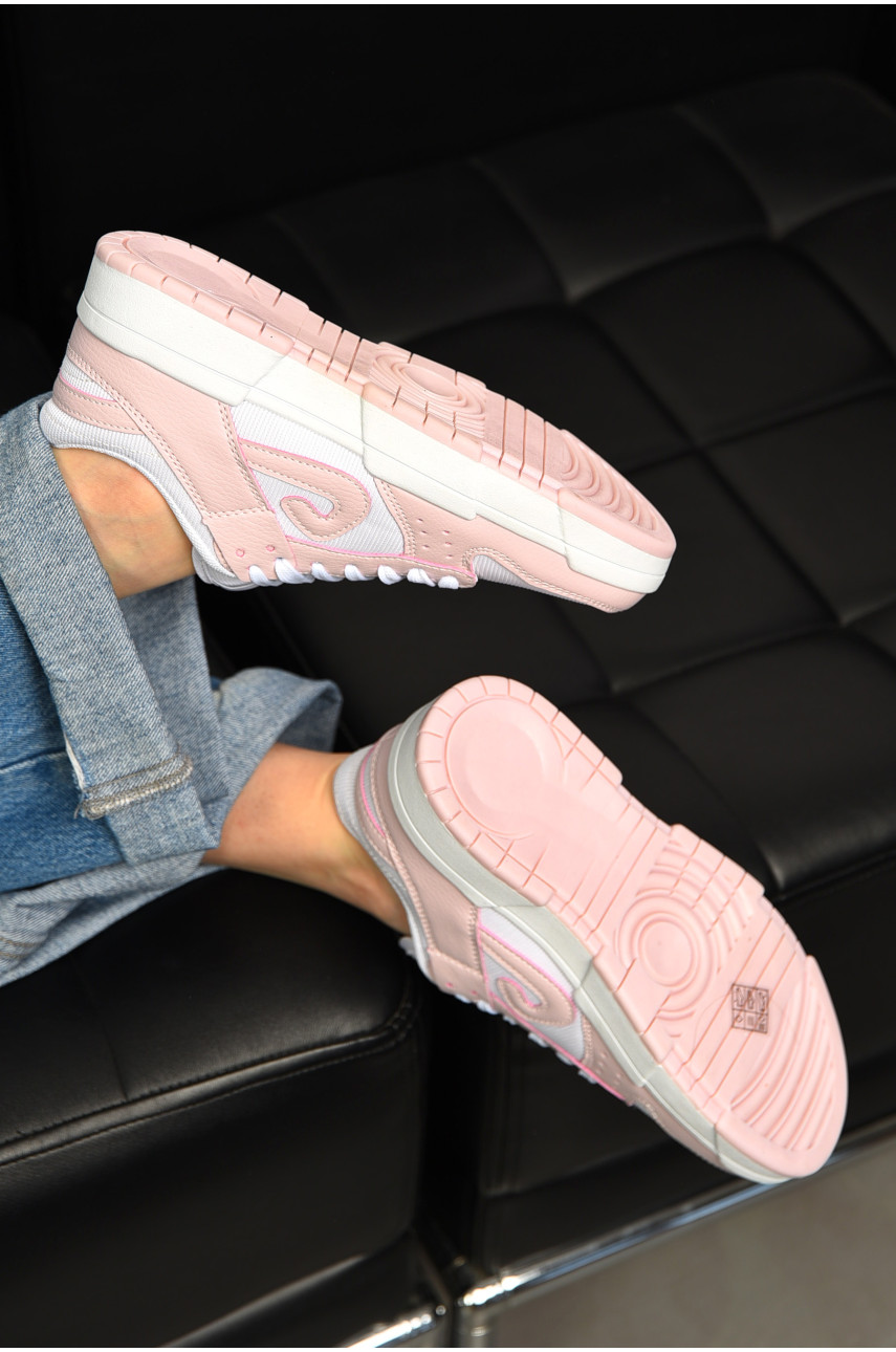 Кросівки жіночі біло-рожевого кольору на шнурівці 5010-10 198199