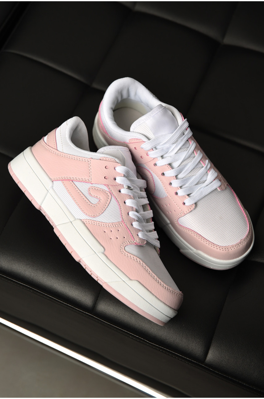 Кросівки жіночі біло-рожевого кольору на шнурівці 5010-10 198199