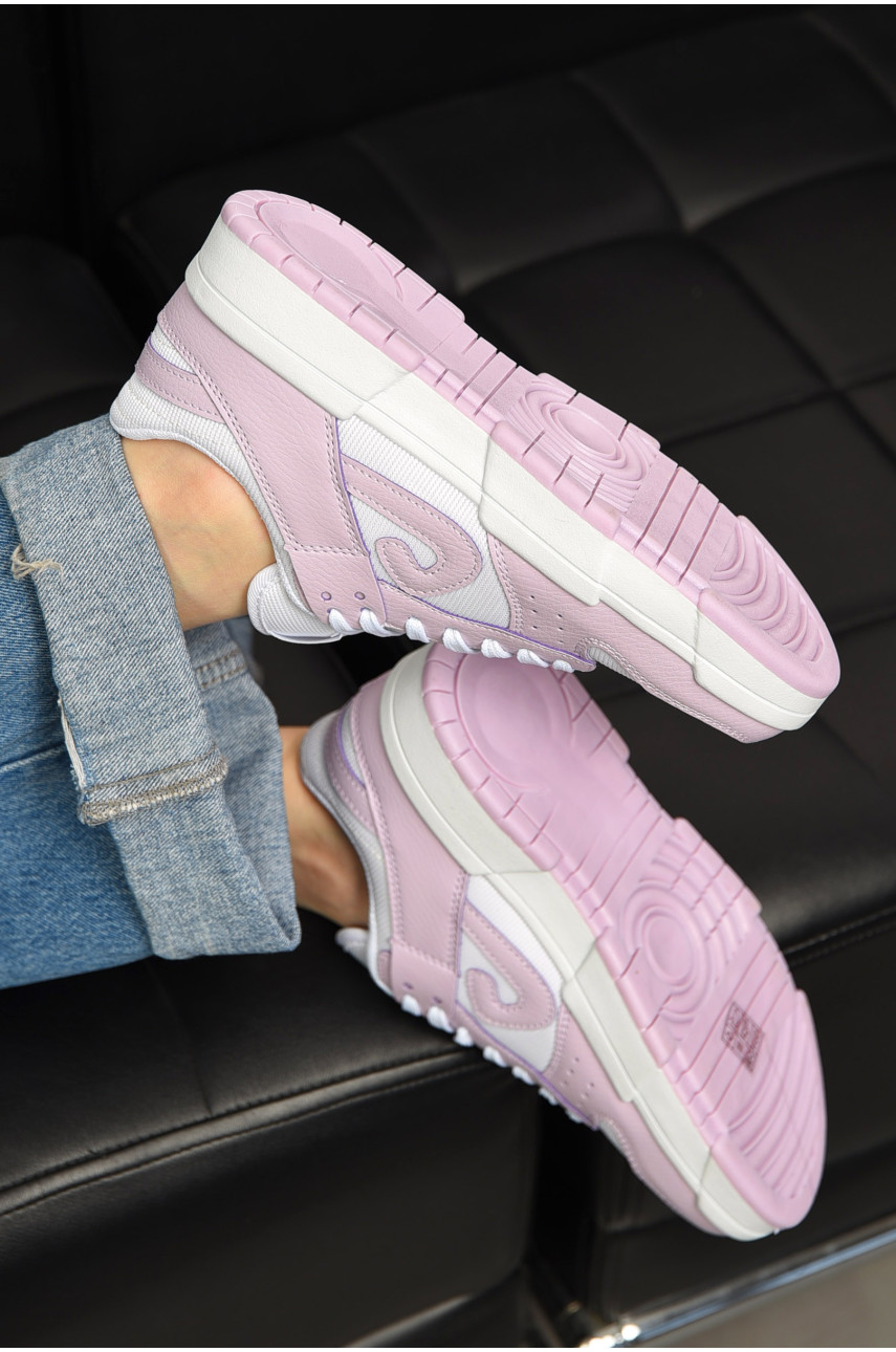 Кросівки жіночі біло-бузкового кольору на шнурівці 5010-8 198203