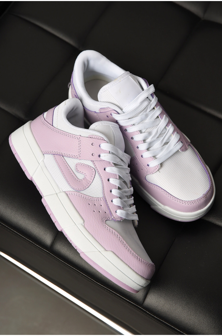 Кросівки жіночі біло-бузкового кольору на шнурівці 5010-8 198203