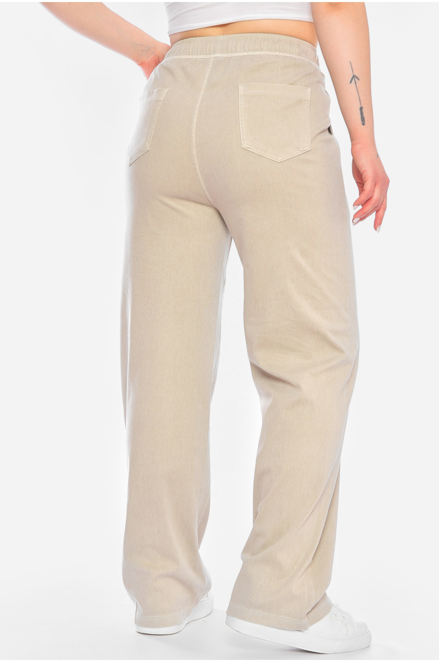 Штани жіночі однотонні бежевого кольору 4061 198216