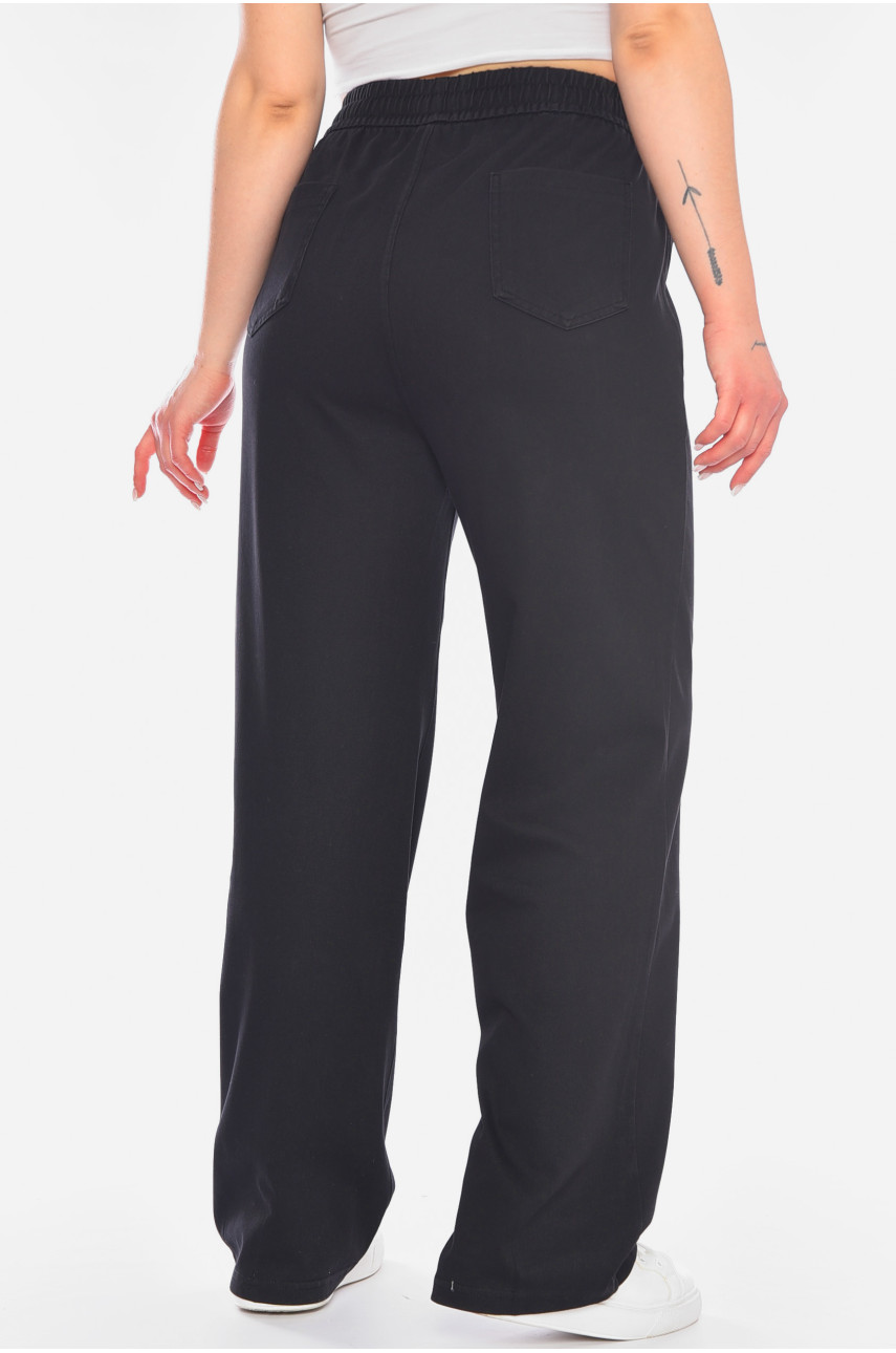 Штаны женские однотонные полубатальные  черного цвета 4066 198242