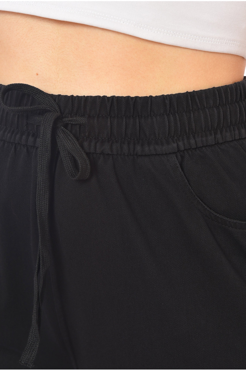 Штаны женские однотонные полубатальные  черного цвета 4066 198242