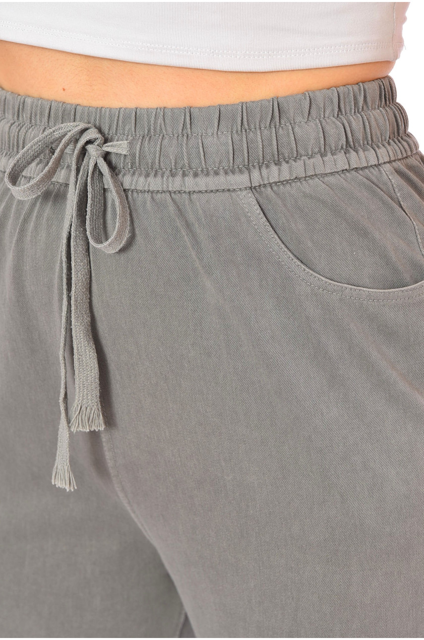 Штаны женские однотонные полубатальные  серого цвета 4066 198243