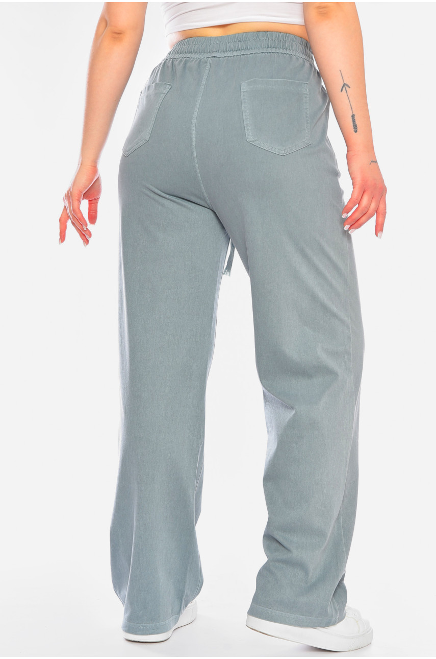 Штани жіночі однотонні напівбатальні блакитного кольору 4066 198245