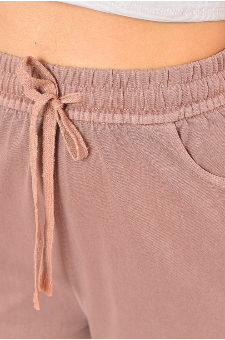 Штаны женские однотонные полубатальные  розового цвета 4066 198246