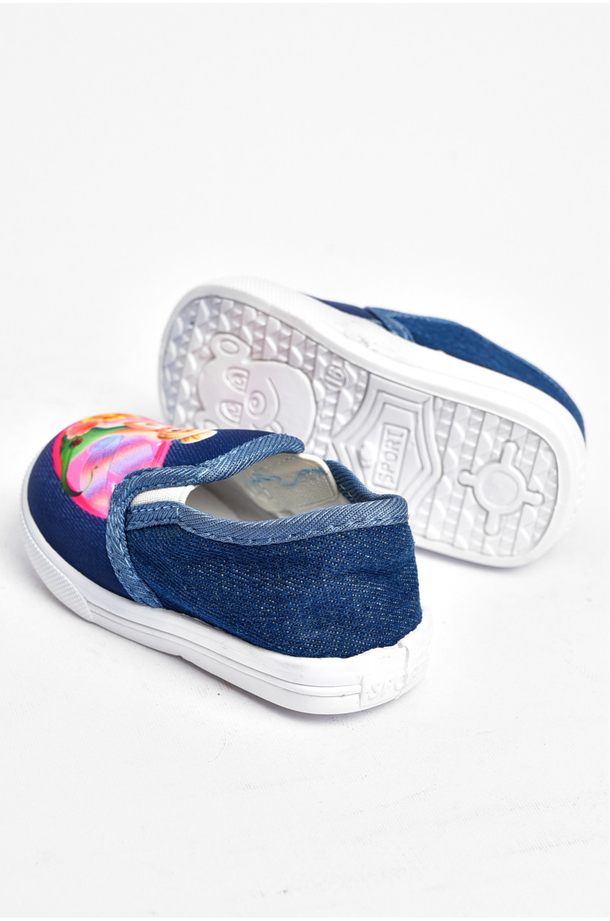 Мокасины детские синего цвета без застежки 225 198259