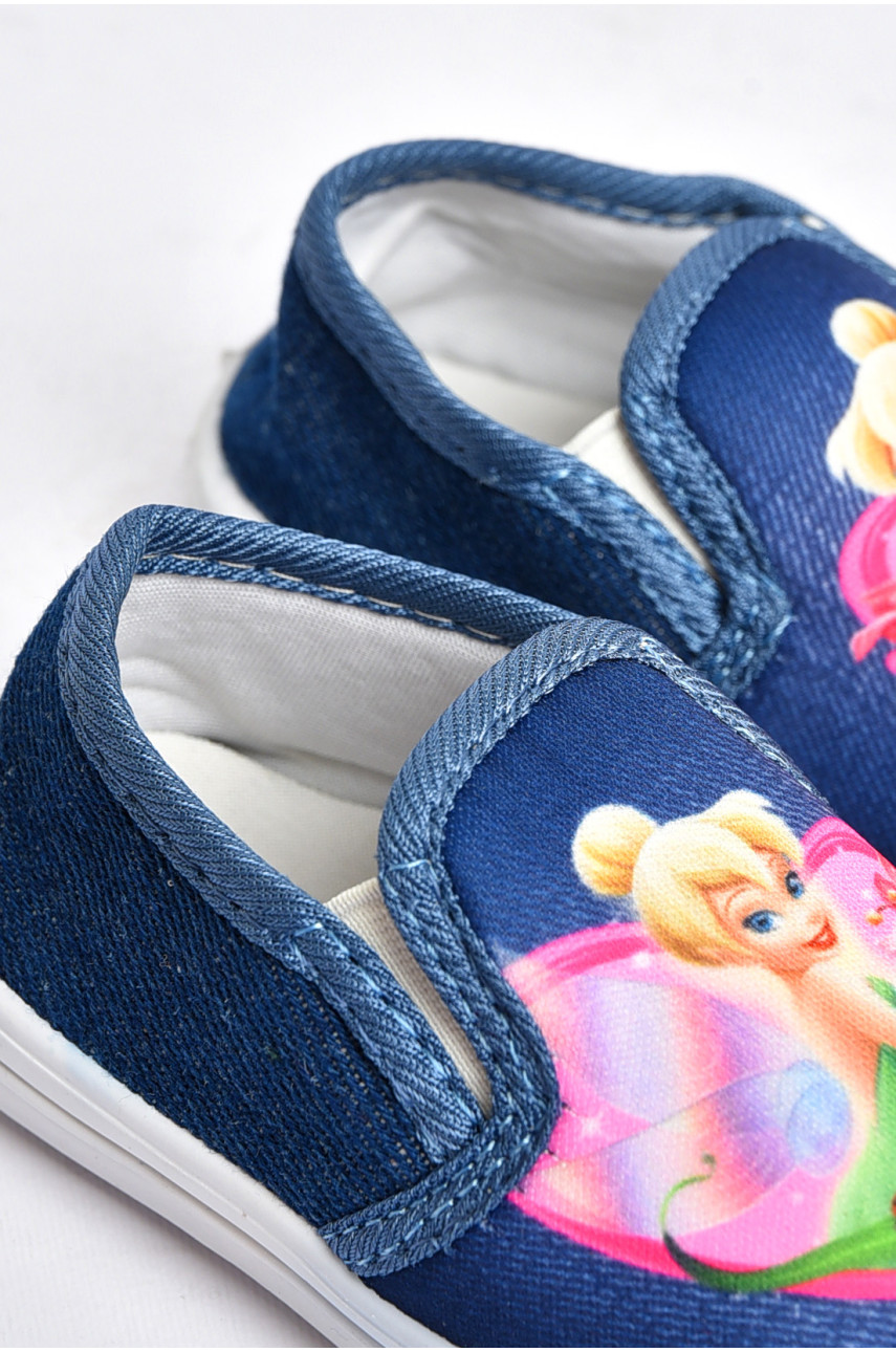 Мокасины детские синего цвета без застежки 225 198259