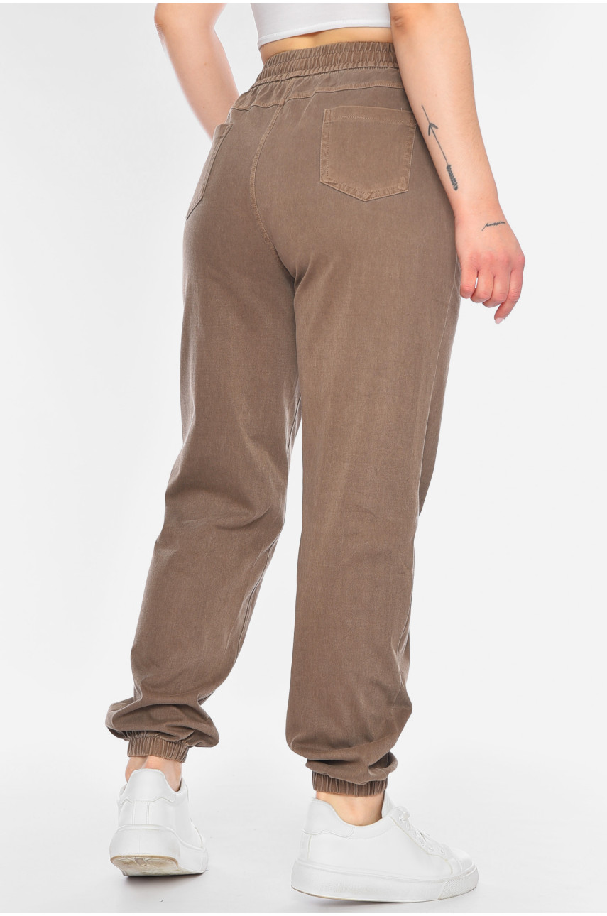 Штани жіночі однотонні темно-бежевого кольору 4058 198267 Штани жіночі однотонні темно-бежевого кольору 4058 198267