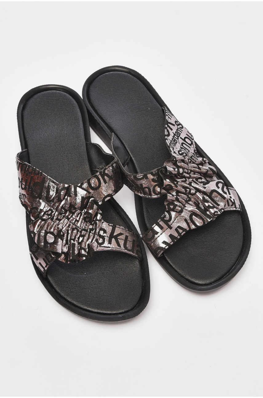 Шльопанці жіночі натуральна шкіра сріблястого кольору 267-1 198269 Шльопанці жіночі натуральна шкіра сріблястого кольору 267-1 198269