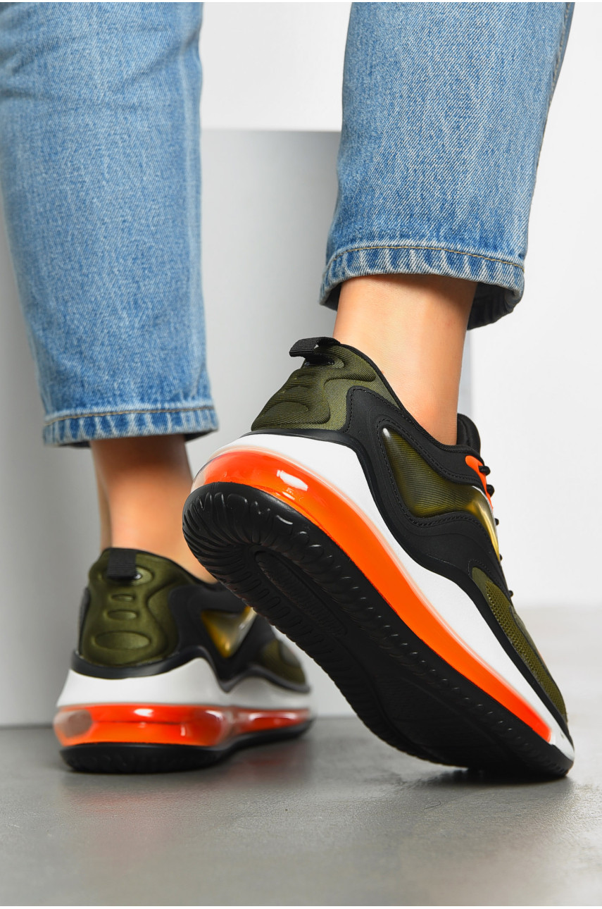 Кросівки жіночі кольору хакі на шнурівці 1371-106 198290