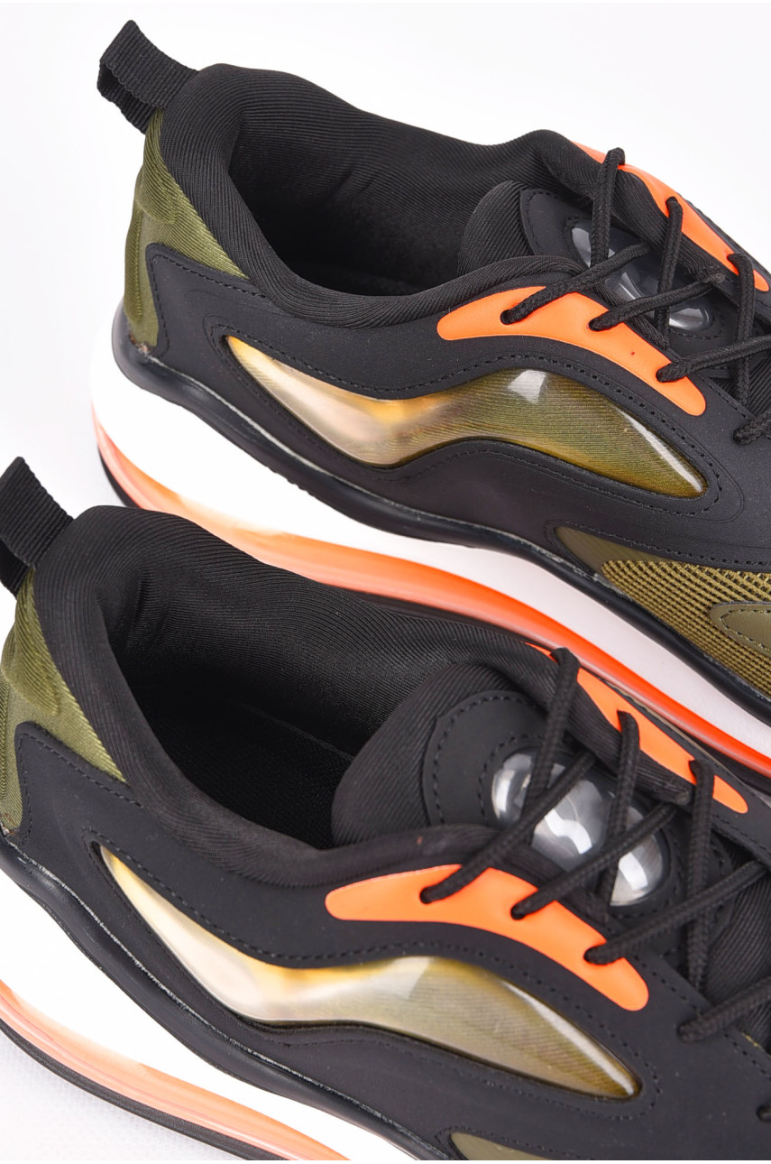 Кросівки чоловічі кольору хакі на шнурівці 1371-106 198296