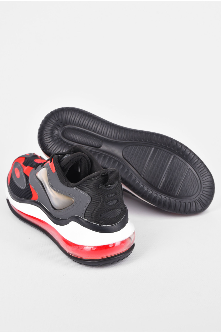 Кросівки чоловічі сіро-червоного кольору на шнурівці 1371-20 198297