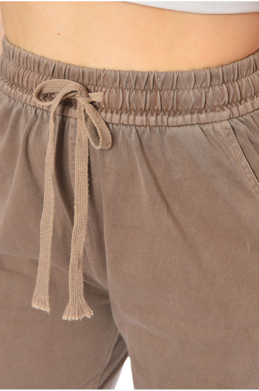 Штаны женские однотонные бежевого цвета 4090-4 198307