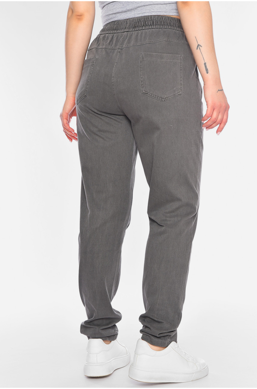 Штани жіночі однотонні темно-сірого кольору 4090-4 198308