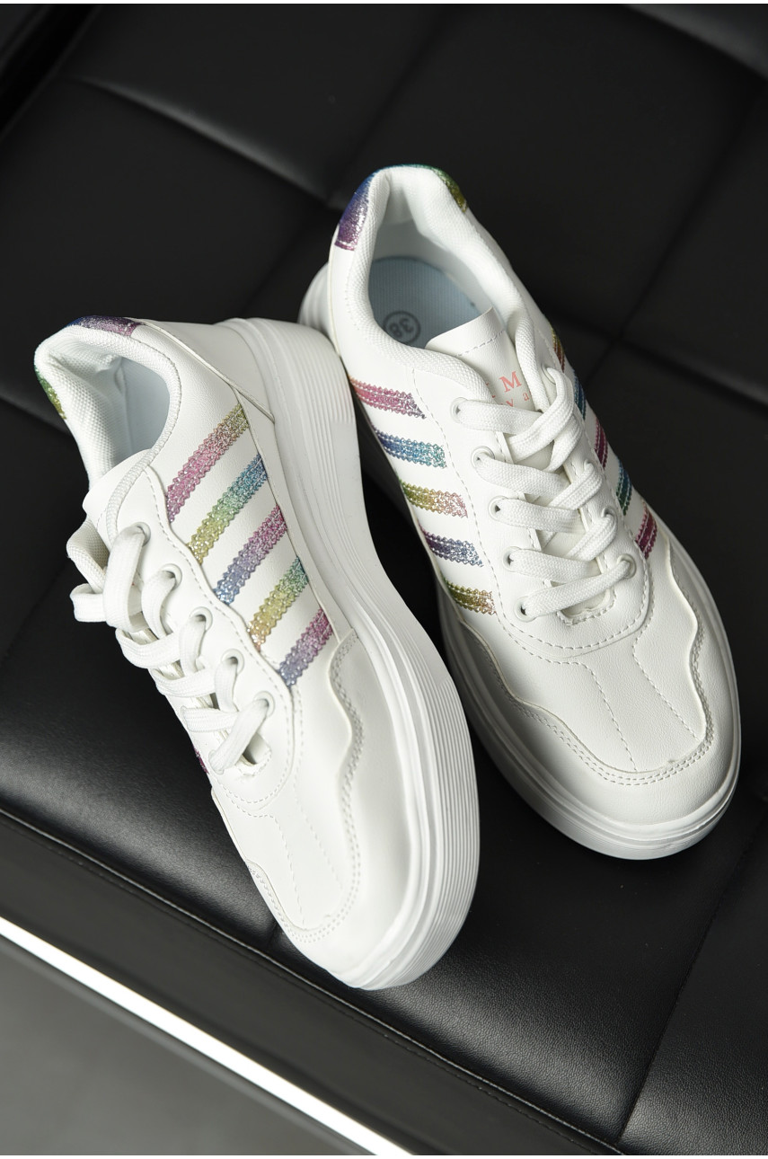 Кросівки жіночі білого кольору на шнурівці в701-5 198316